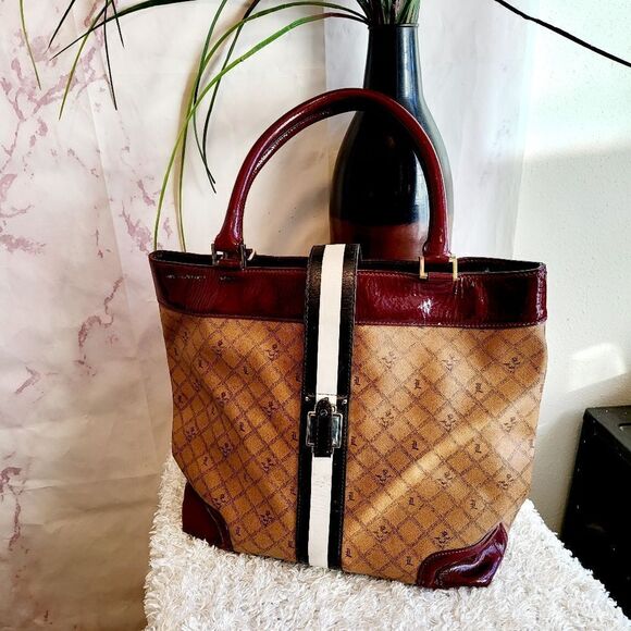 L.A.M.B Gorgeous RARE all leather logo carry all large tote - Picture 6 of 9